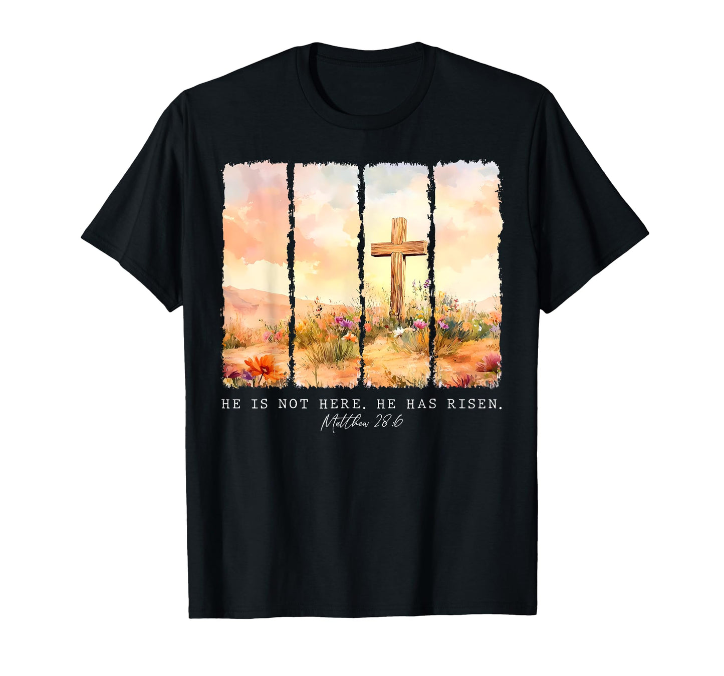 He Is Risen Christian Wildflower Happy Easter Women Girls T-Shirt