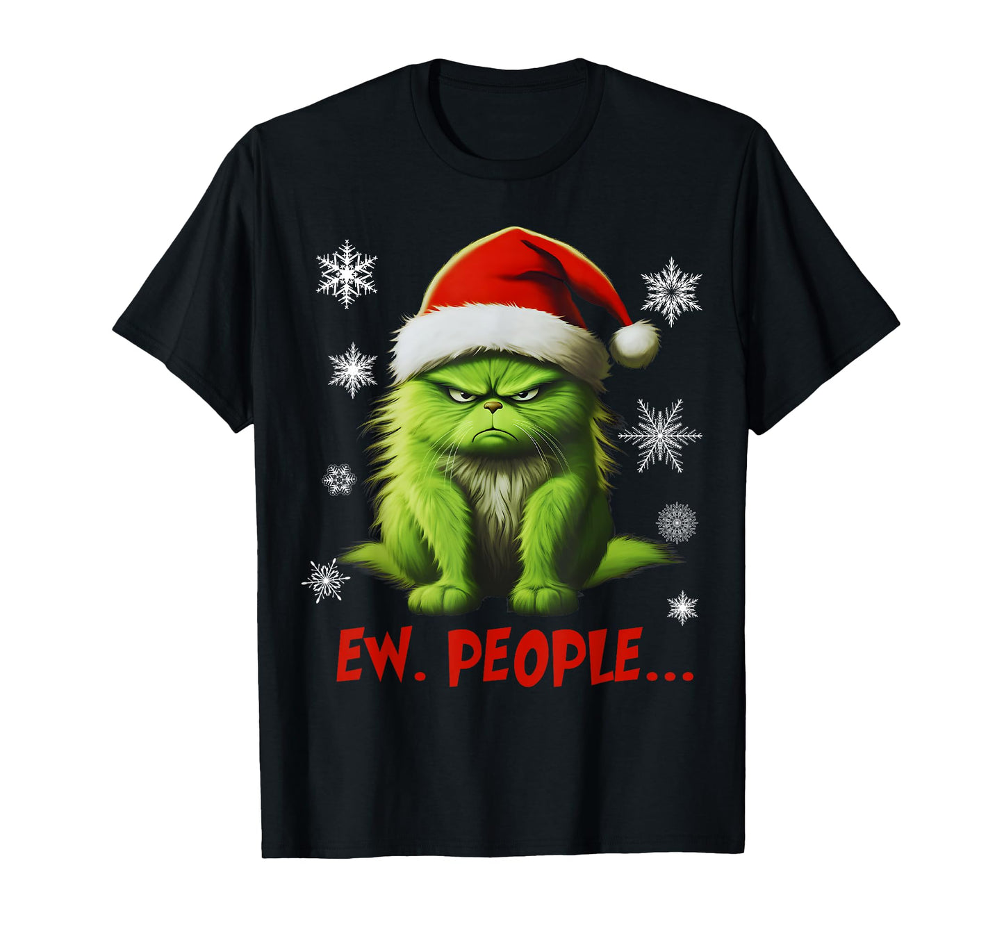 Funny Christmas Cat Ew People Meowy Cat Lovers Men Women Kid T-Shirt