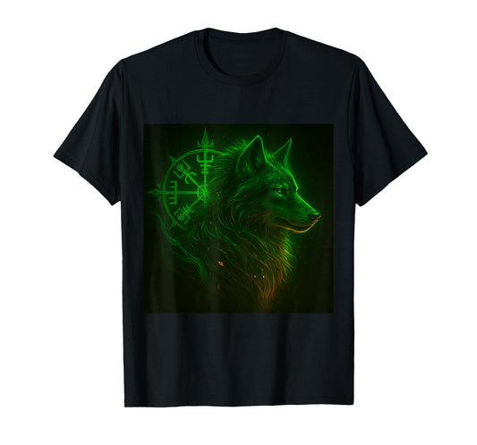 Viking Wolf Odins Runes Nordic Compass Wolves Vegvisir T-Shirt