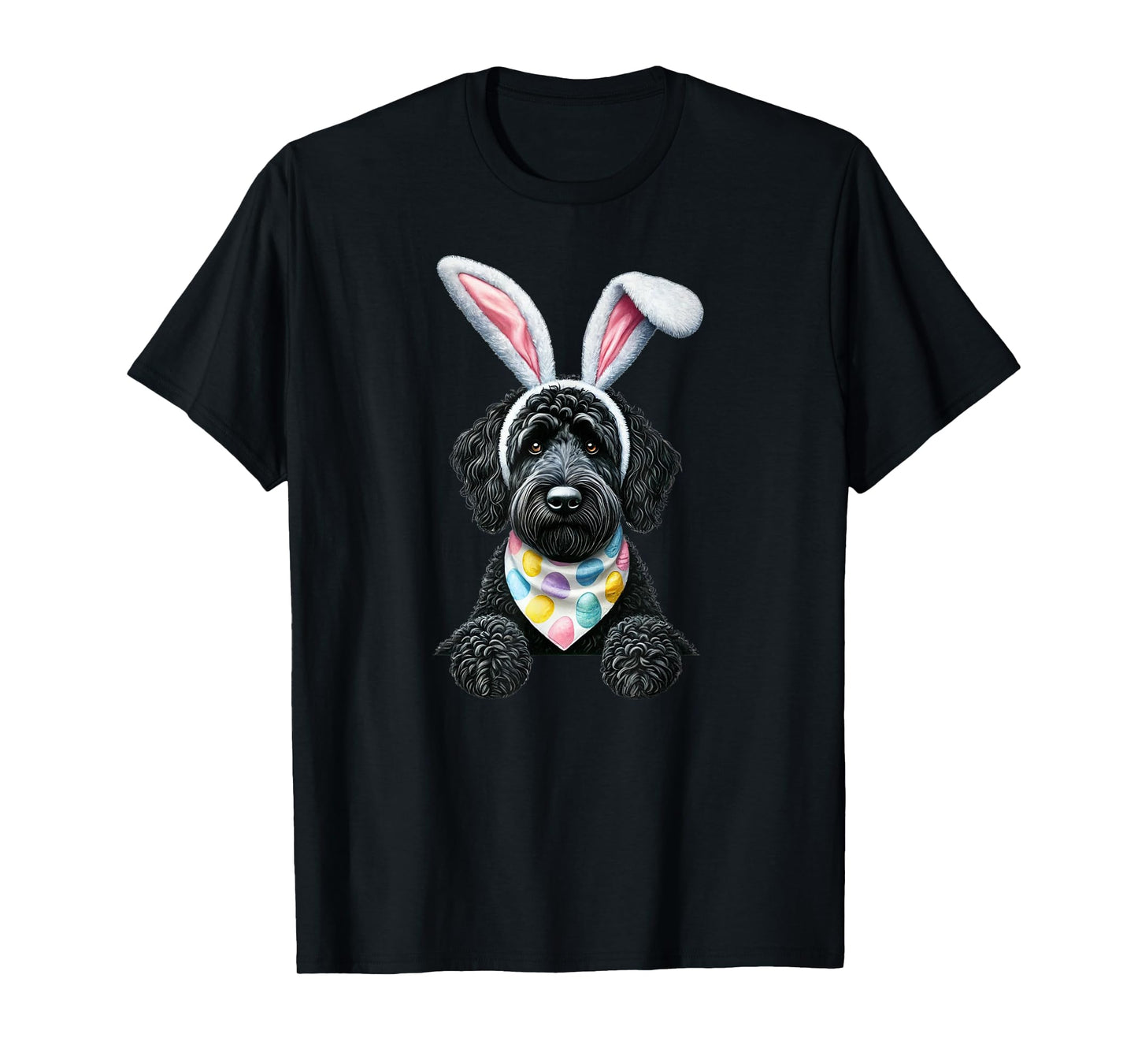 Easter Dog Bunny Spring Goldendoodle Dog Easter Egg Hunting T-Shirt