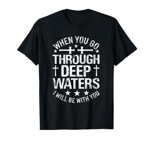 Vintage Deep Waters Christian - Bible Verse Religious Faith T-Shirt