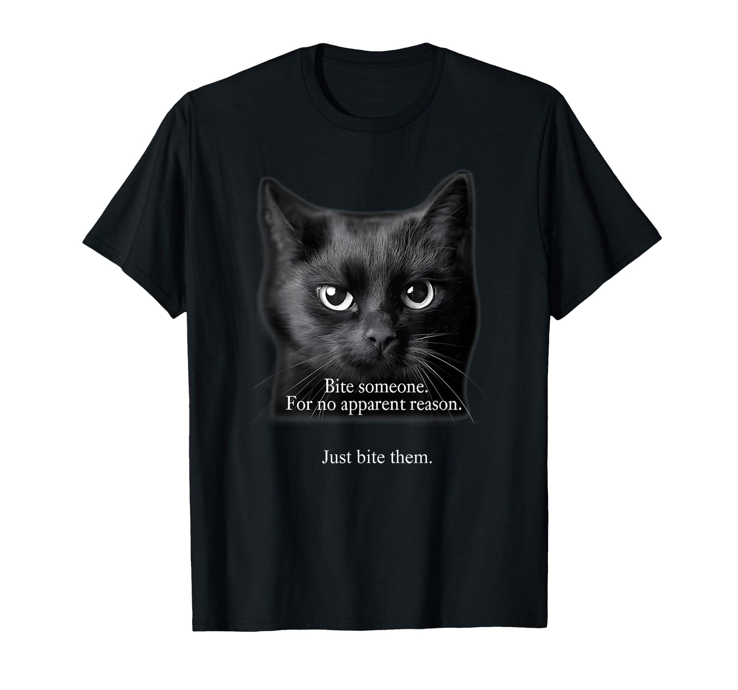 Bite Someone For No Apparent Reason Funny Black Cat Saying T-Shirt