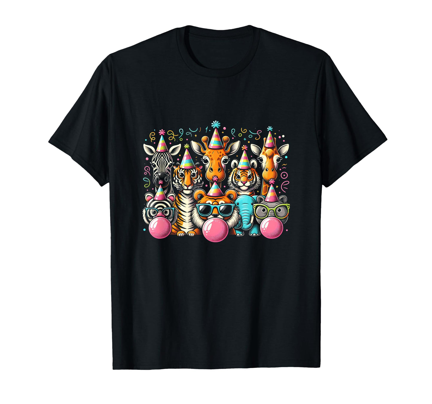 Animals Wildlife Birthday Zoo Day Animals Blowing Bubble Gum T-Shirt
