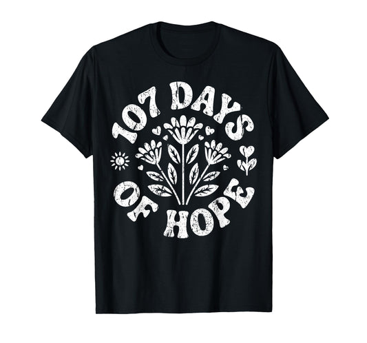Floral Retro 107 Days of Hope Inspirational Design T-Shirt