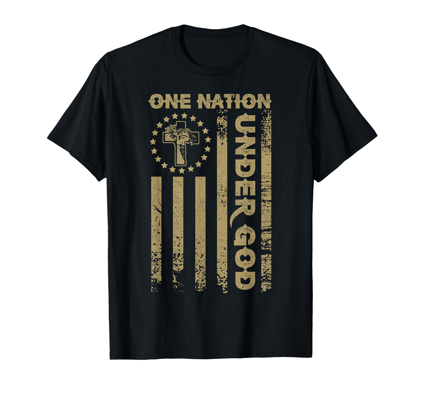 One Nation Under God Flag 4th Of July Patriotic Christian T-Shirt