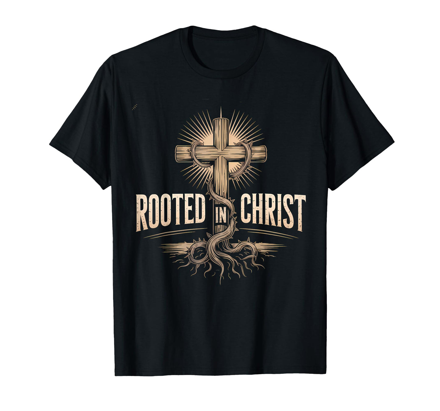 Rooted in Christ Jesus Cross Christian Faith T-Shirt