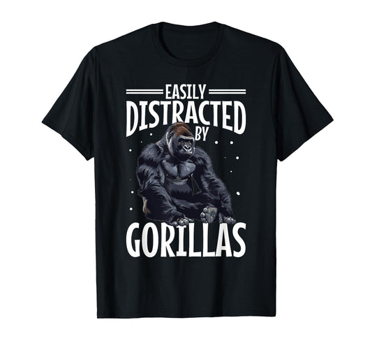 Funny Gorilla Animal Easily Distracted By Gorillas T-Shirt