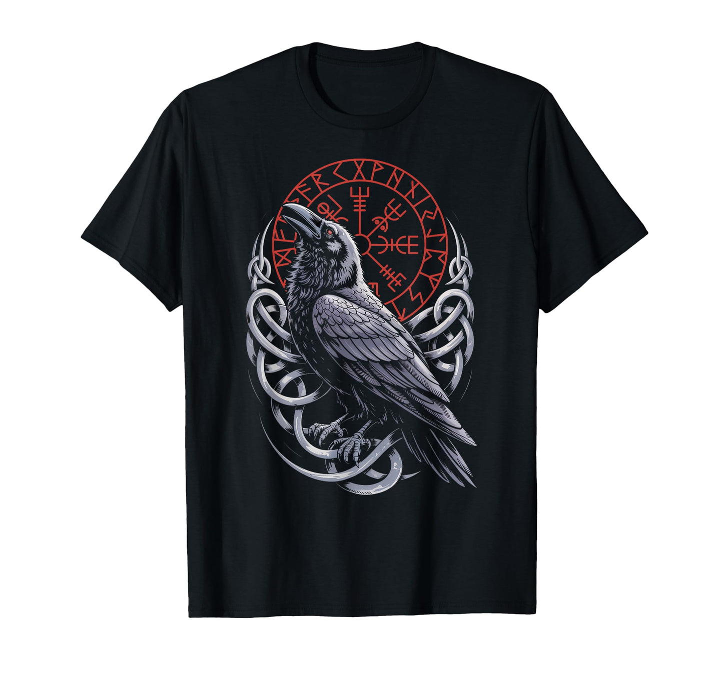 Retro Walhalla Huginn Muninn Celtic Viking Compass Vegvisir T-Shirt
