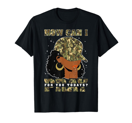 How Can I Pray For You Black Woman Afro Christian Sayings T-Shirt
