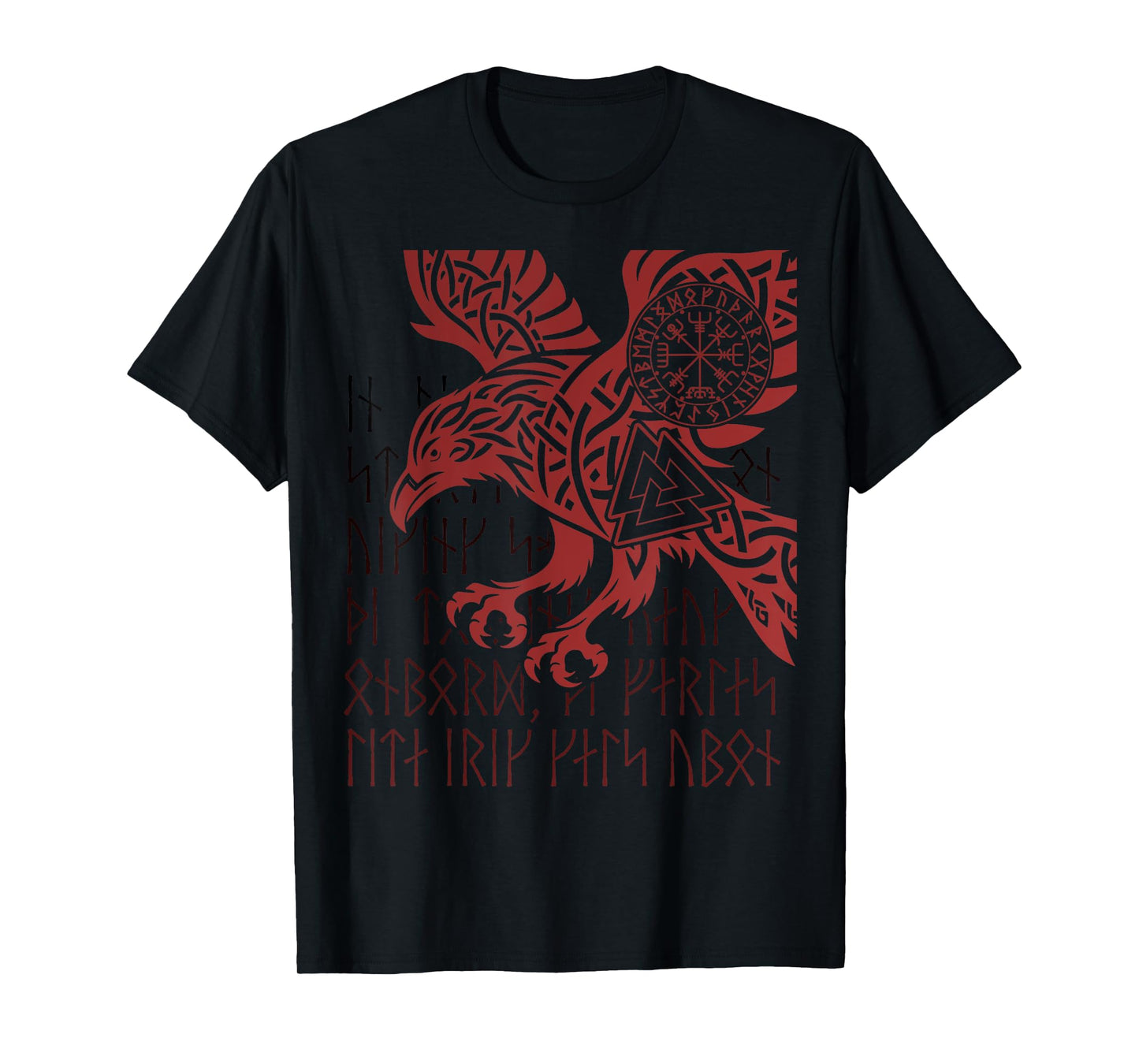 Odin's Raven, Viking Compass, Valknut & Runes Viking Warrior T-Shirt