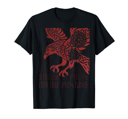 Odin's Raven, Viking Compass, Valknut & Runes Viking Warrior T-Shirt