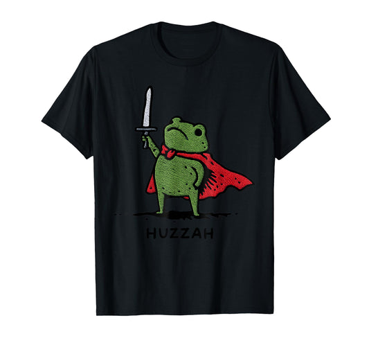 Huzzah Frog Knight Funny Sword Meme Quote T-Shirt