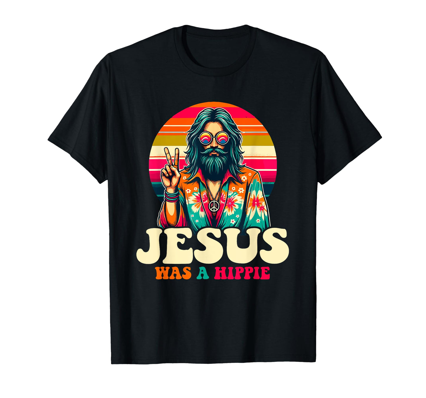 Jesus Hippie Funny Groovy Christian Religious T-Shirt