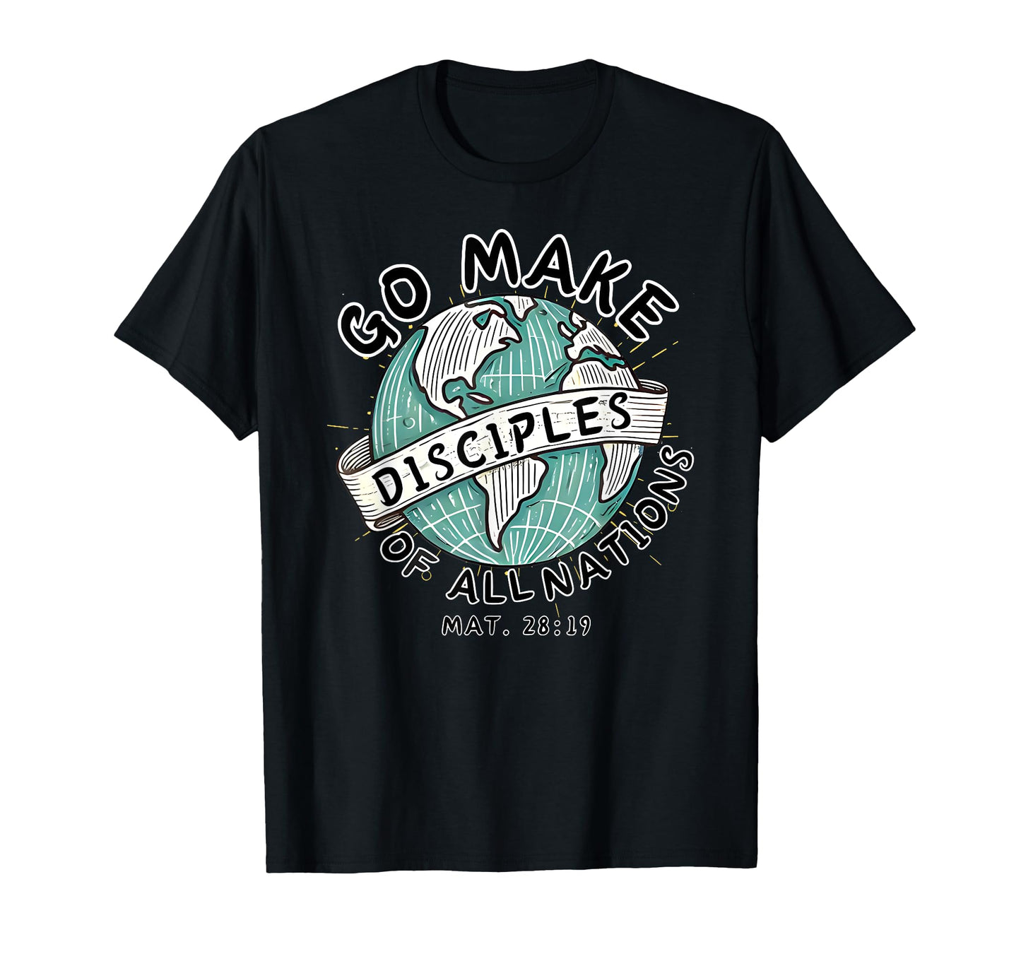 go make disciples of all nations retro world map christian T-Shirt
