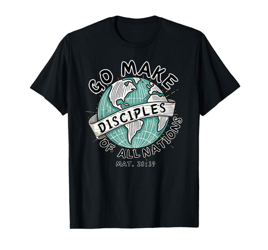 go make disciples of all nations retro world map christian T-Shirt