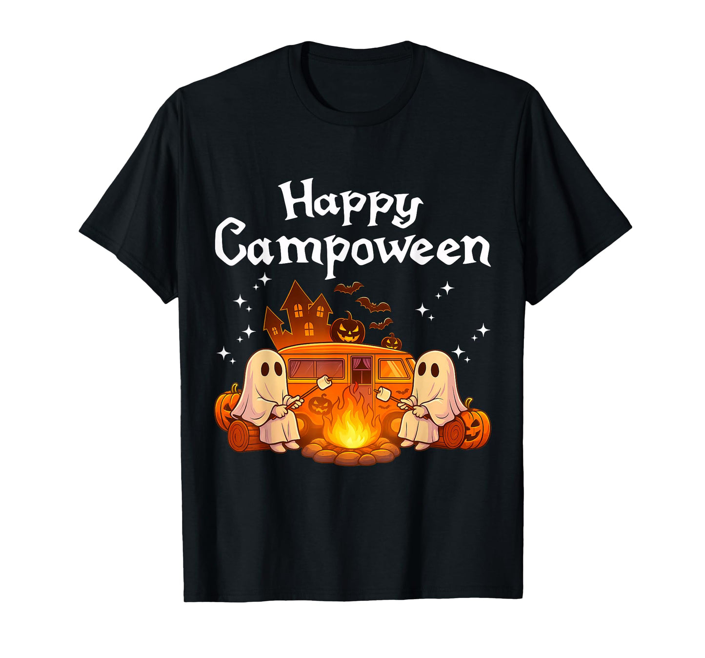 Happy Campoween Spooky Camping Ghosts Halloween Camping T-Shirt