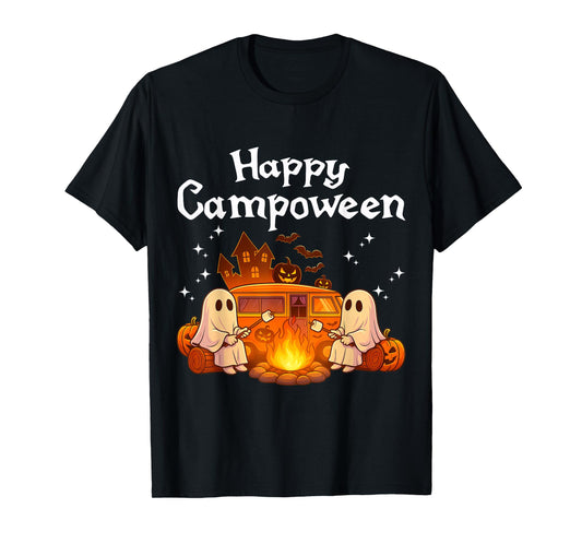 Happy Campoween Spooky Camping Ghosts Halloween Camping T-Shirt