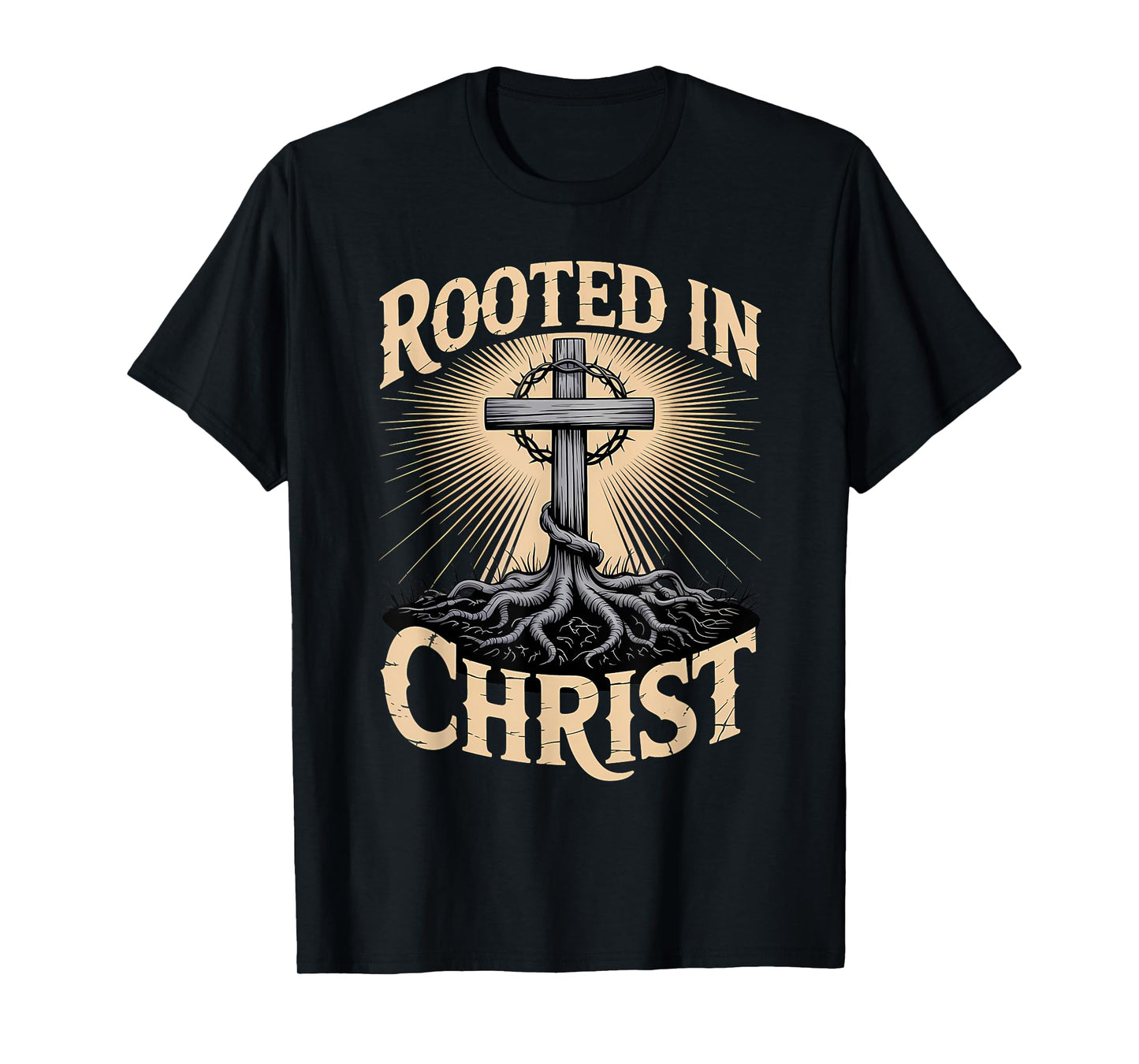 Rooted in Christ Jesus Cross Christian Faith T-Shirt