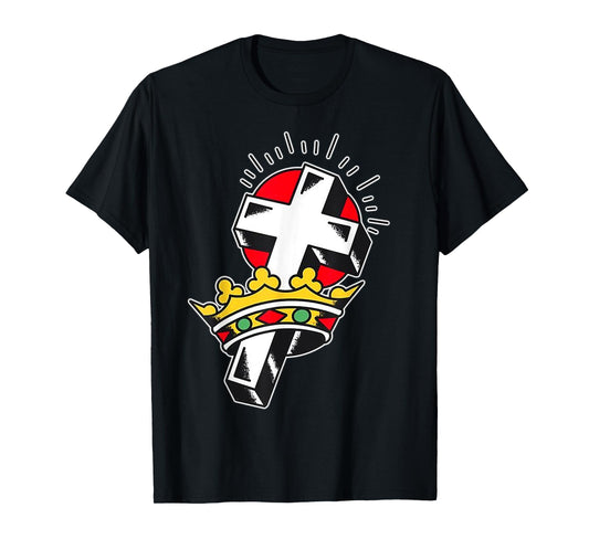 Crown x Crucifix Traditional Tattoo Flash T-Shirt