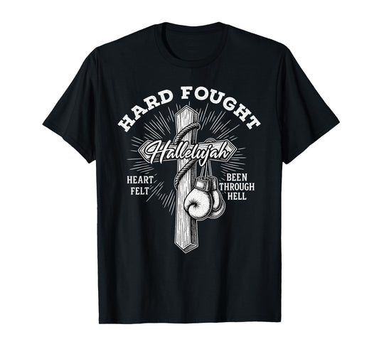 Breast Cancer Awareness Christian Hard Fought Hallelujah God T-Shirt