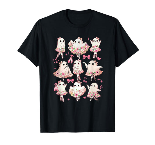Ballet Ghost Ballet Dancer Spooky Dance Halloween Teacher T-Shirt