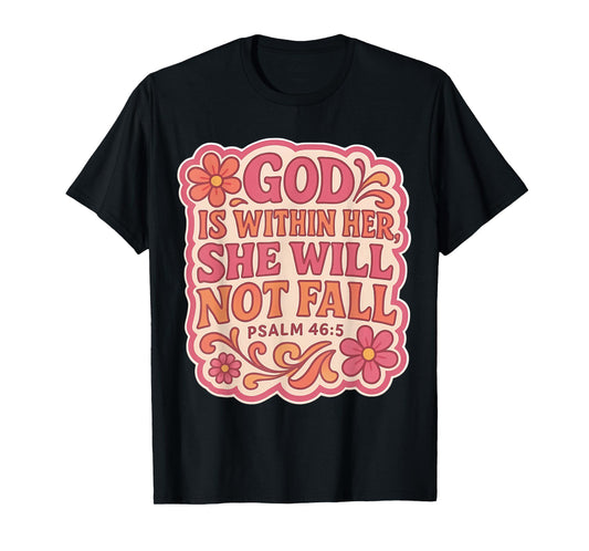 God is Whithin Her She Will Not Fall Christian Vintage Women T-Shirt