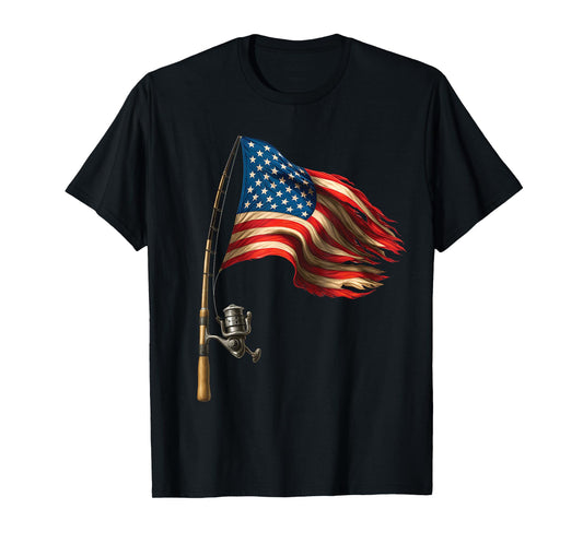 American Flag Fishing Lovers Fisherman Funny Fishing USA T-Shirt