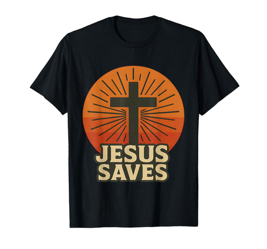 Jesus Saves John 3:16 Cross Vintage Sunset Bible Verse T-Shirt