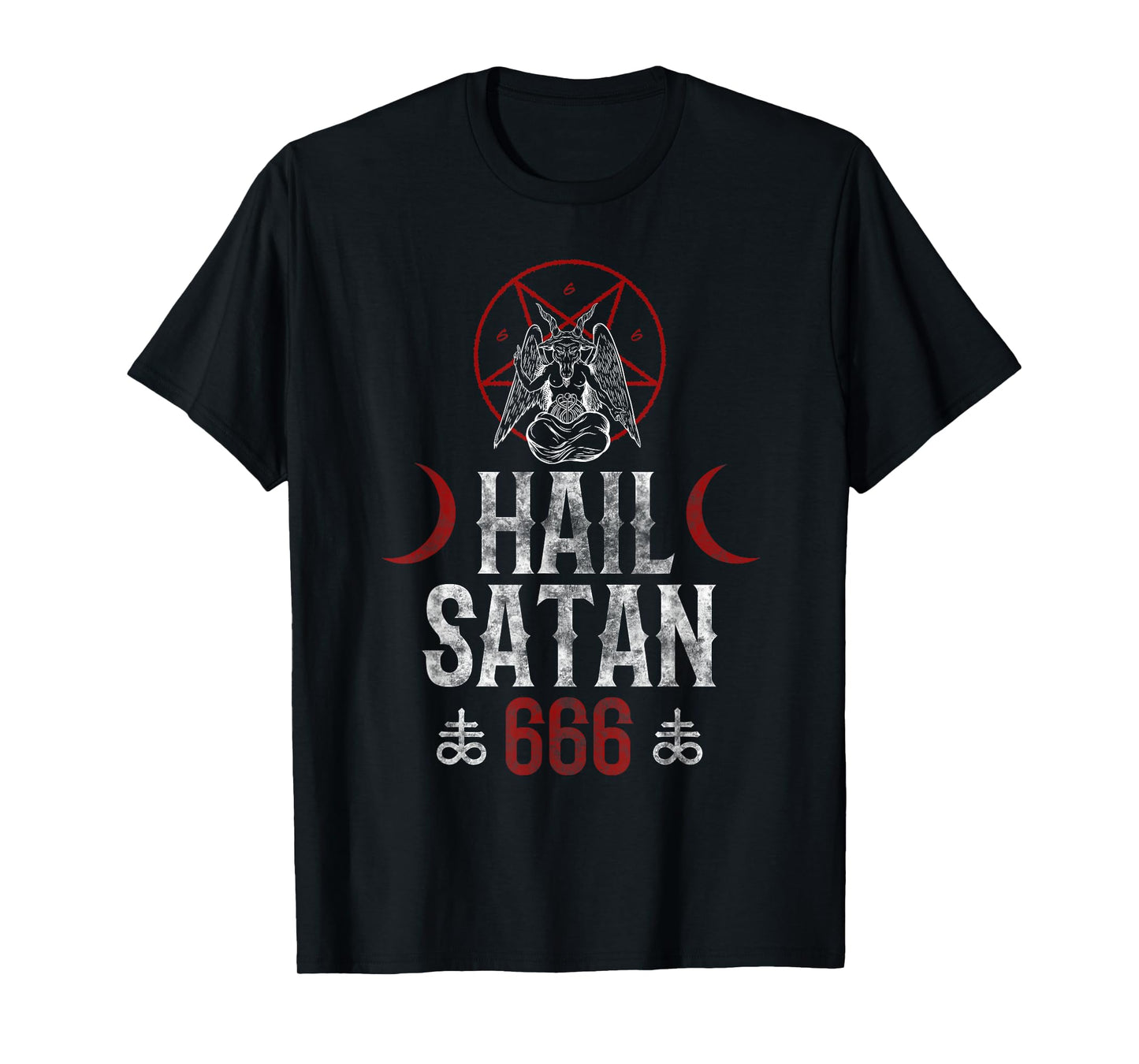 666 Hail Satan - Evil Goat Baphomet Goth T-Shirt