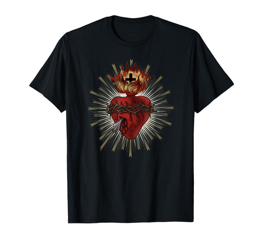 Sacred Heart of Jesus Christ Funny Cross Catholic Church T-Shirt