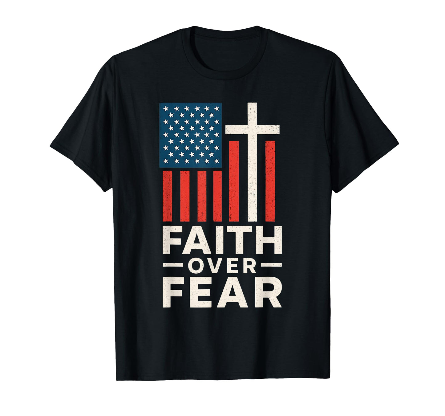 America Pride Us Flag Faith Over Fear Prayer T-Shirt