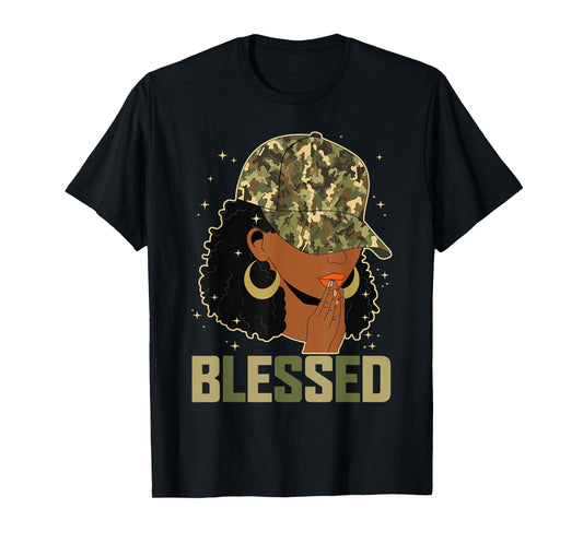 Blessed Black Woman Praying African Christian Camouflage T-Shirt