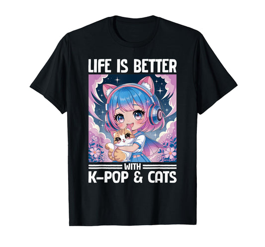 Anime K Pop & Cats Kawaii T-Shirt