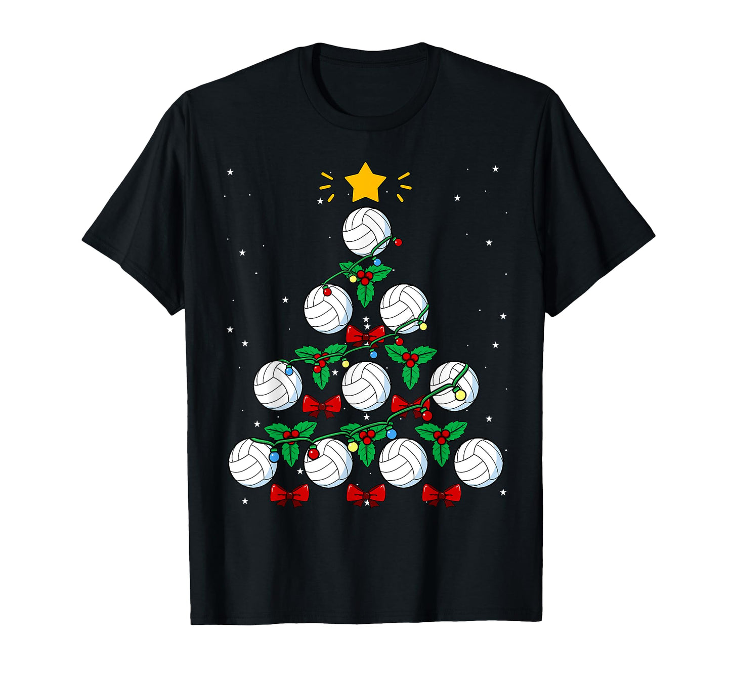 Volleyball Christmas Tree Ball Team Sports Coach Player Game T-Shirt