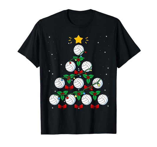 Volleyball Christmas Tree Ball Team Sports Coach Player Game T-Shirt