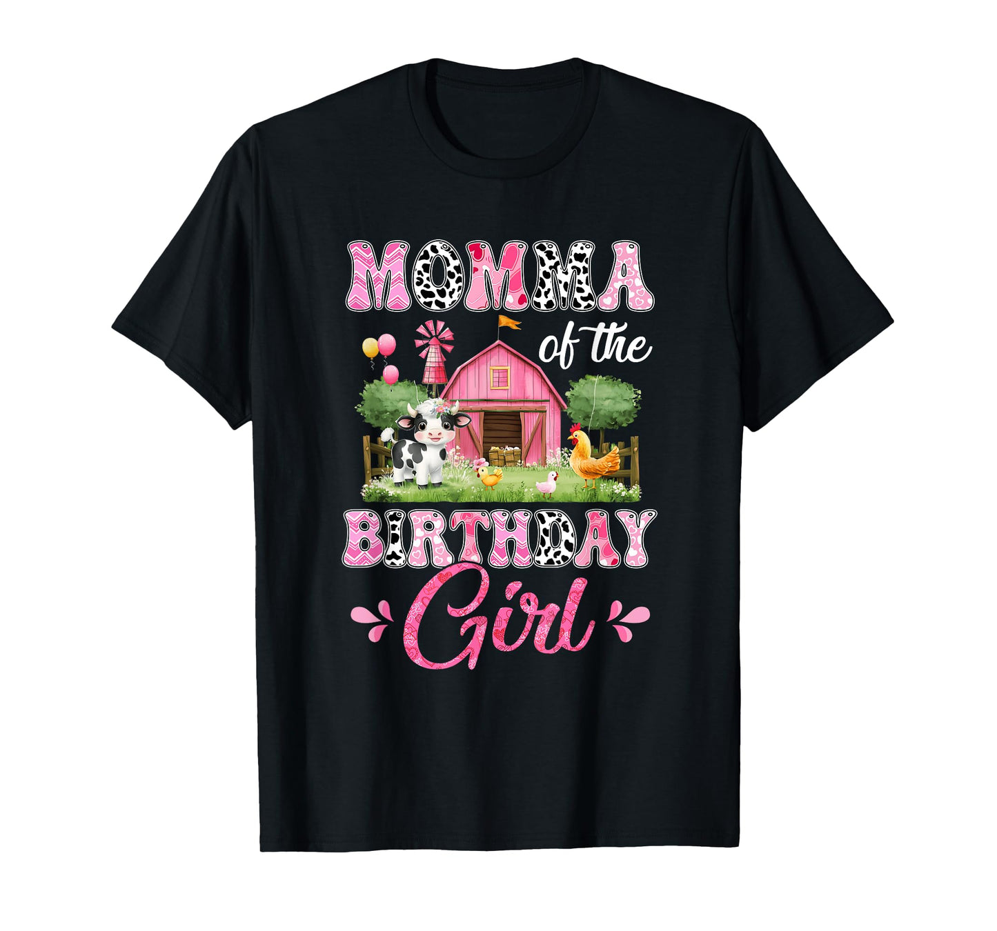Momma Of The Birthday Girl 1St Birthday Cow Farm Family T-Shirt