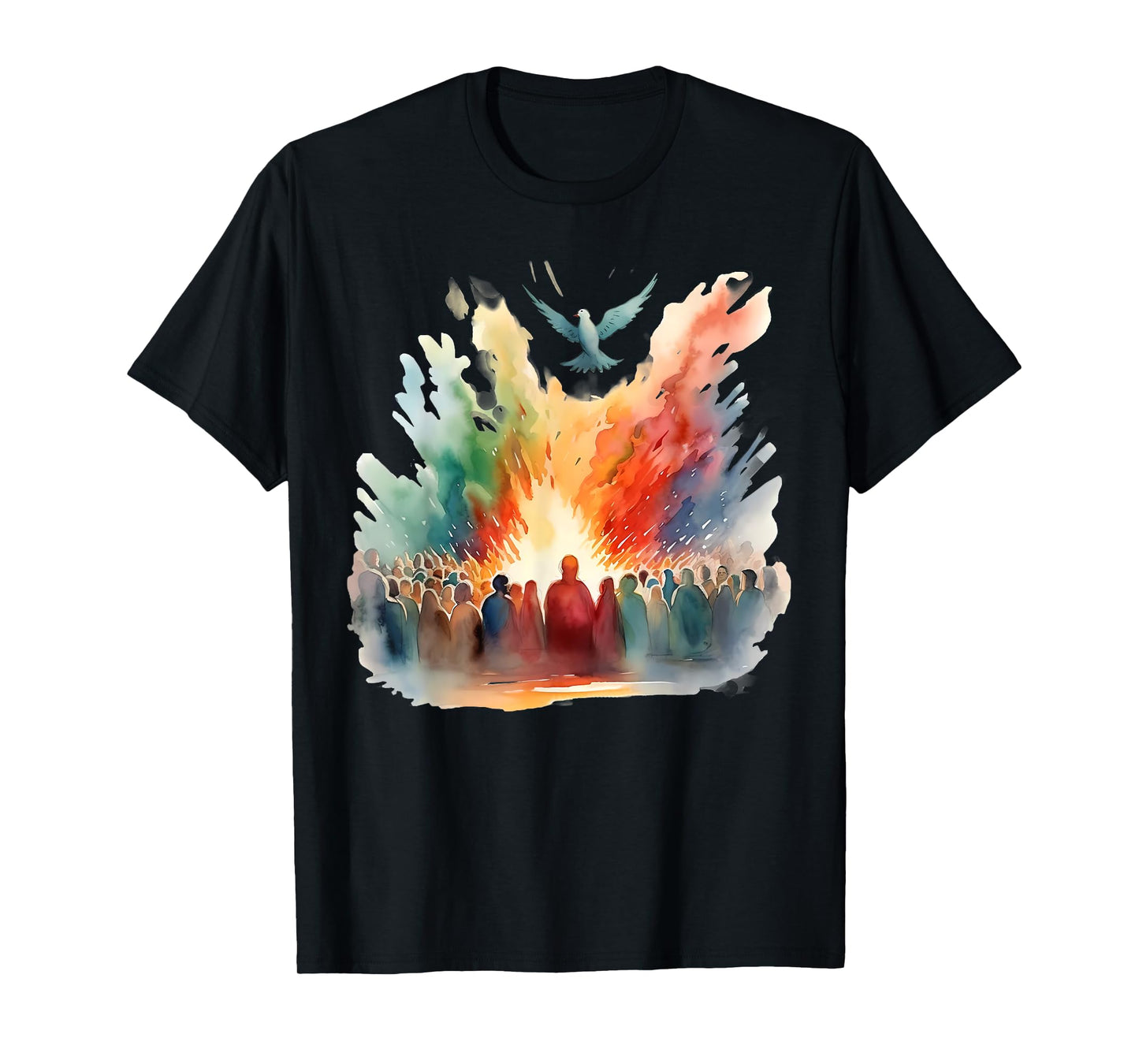 Pentecost Doves Tongues Fire Flame Holy Spirit Catholic T-Shirt