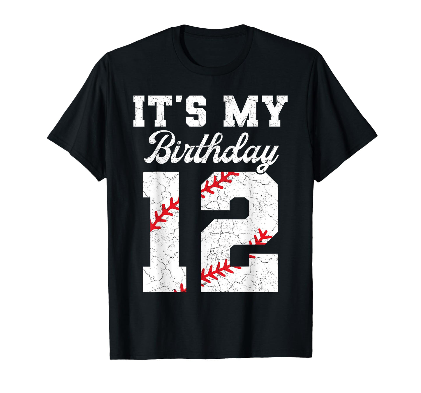 Birthday Boy Tee 12 Baseball Its My 12th Birthday Boys Girls T-Shirt