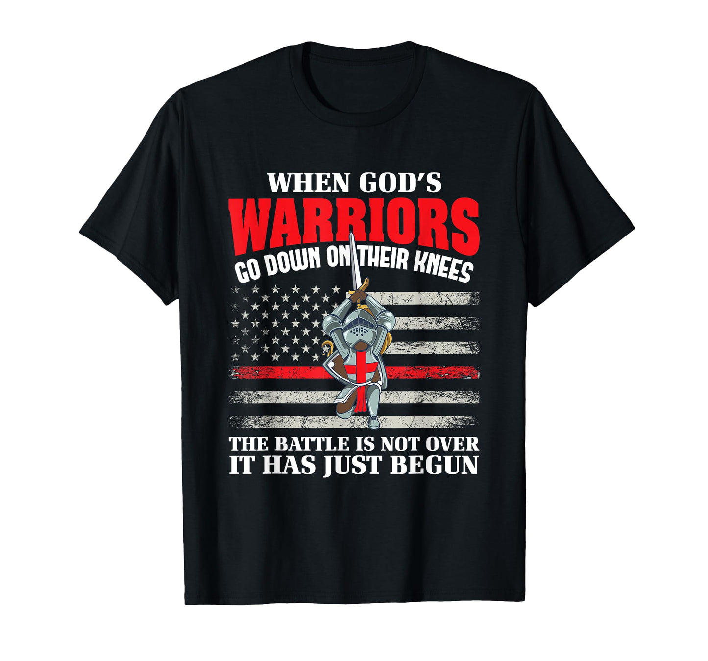 Gods Warrior Christian American Soldier US Flag Bible Prayer T-Shirt