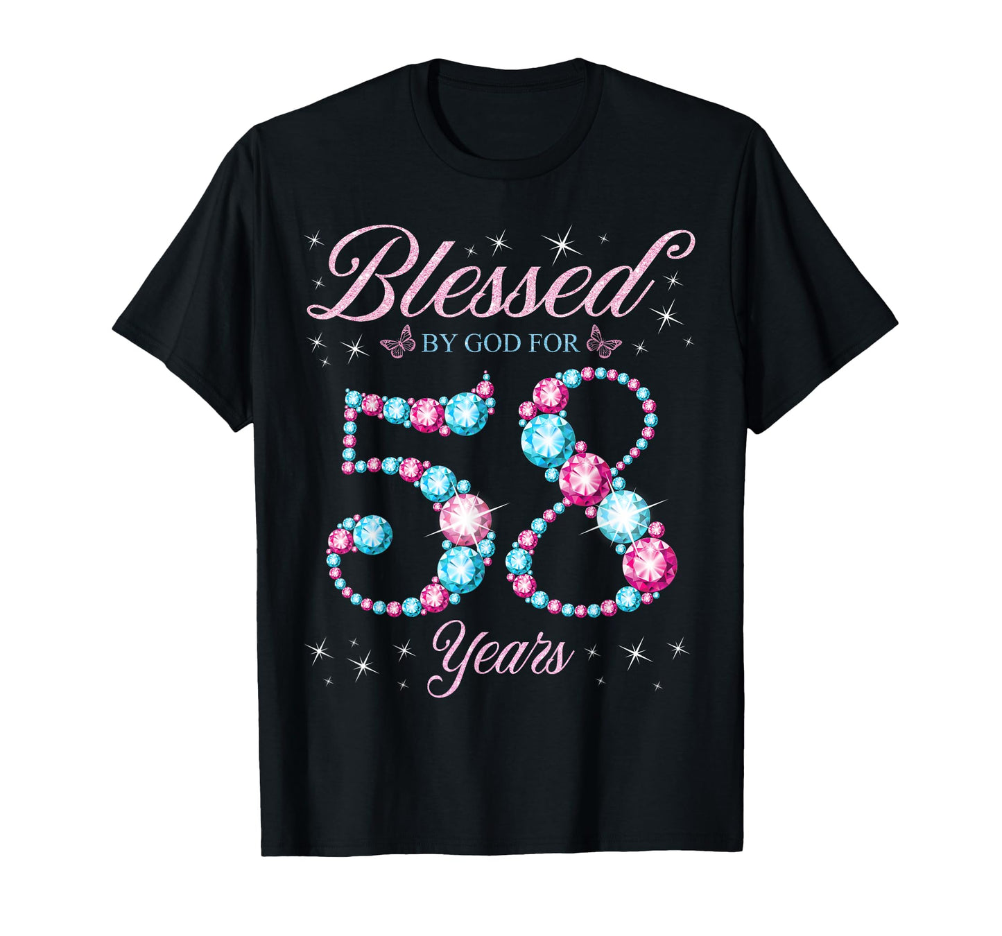 Blessed By God For 58 Years Old 58th Birthday Woman Queen T-Shirt