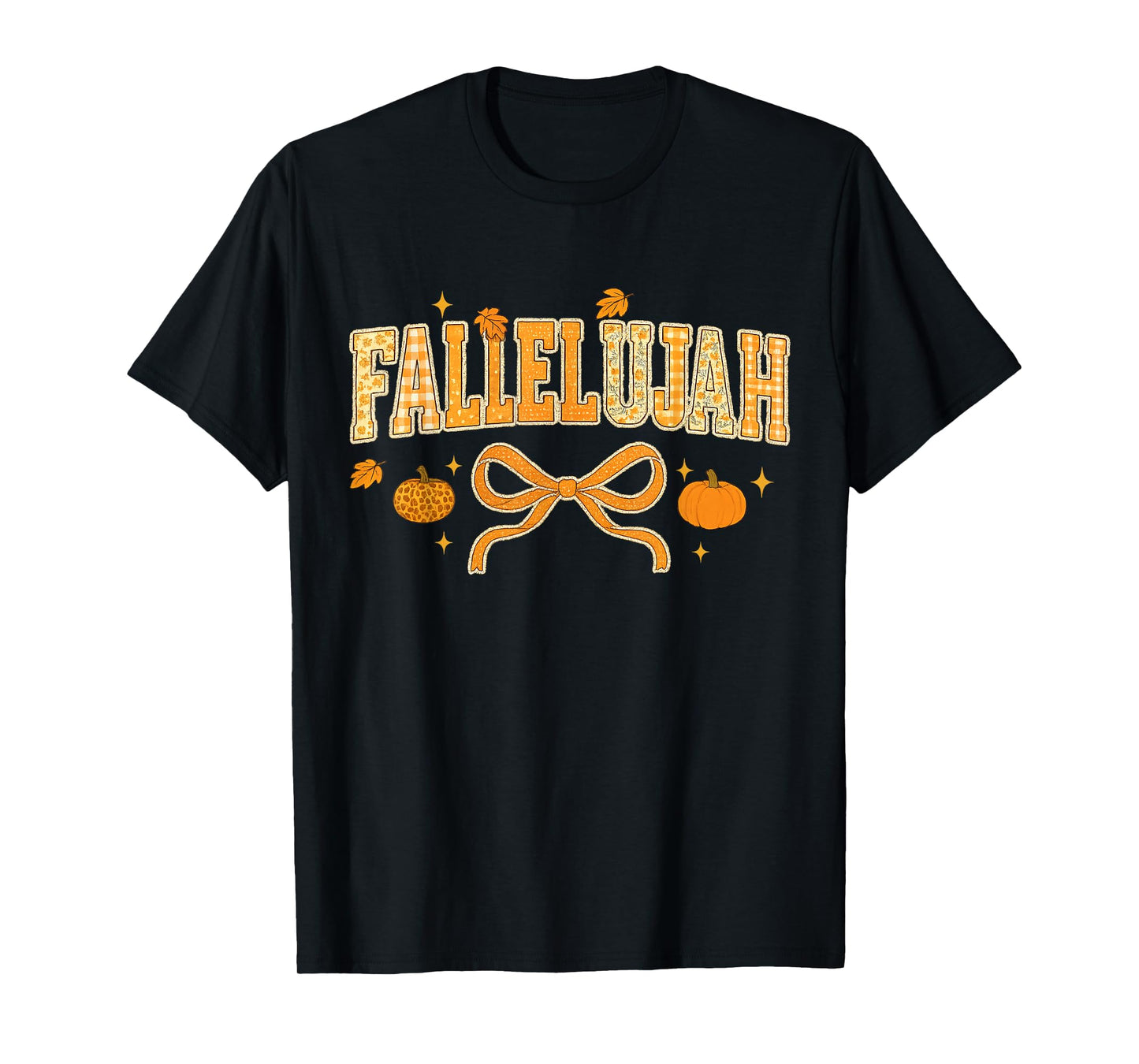Fallelujah Fall Autumn Leaves Womens Cute Distressed T-Shirt