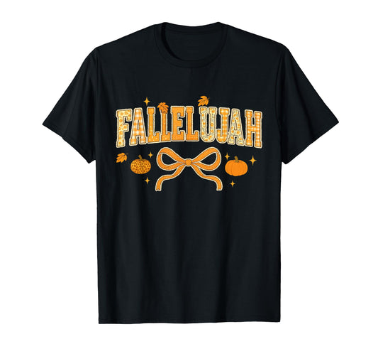 Fallelujah Fall Autumn Leaves Womens Cute Distressed T-Shirt