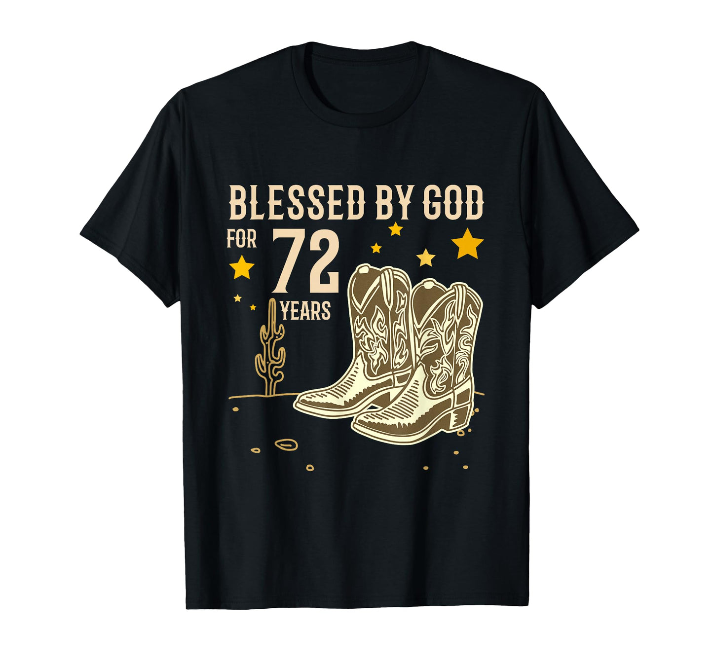 Vintage Blessed by God for 72 Years Cowboy 72nd Birthday Men T-Shirt
