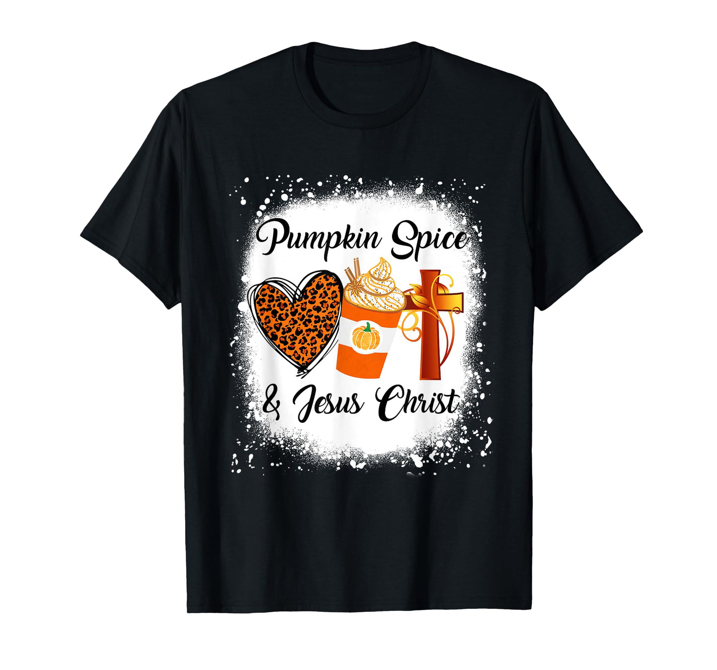 Pumpkin Spice And Jesus Christ Shirt Leopard Heart Coffee T-Shirt