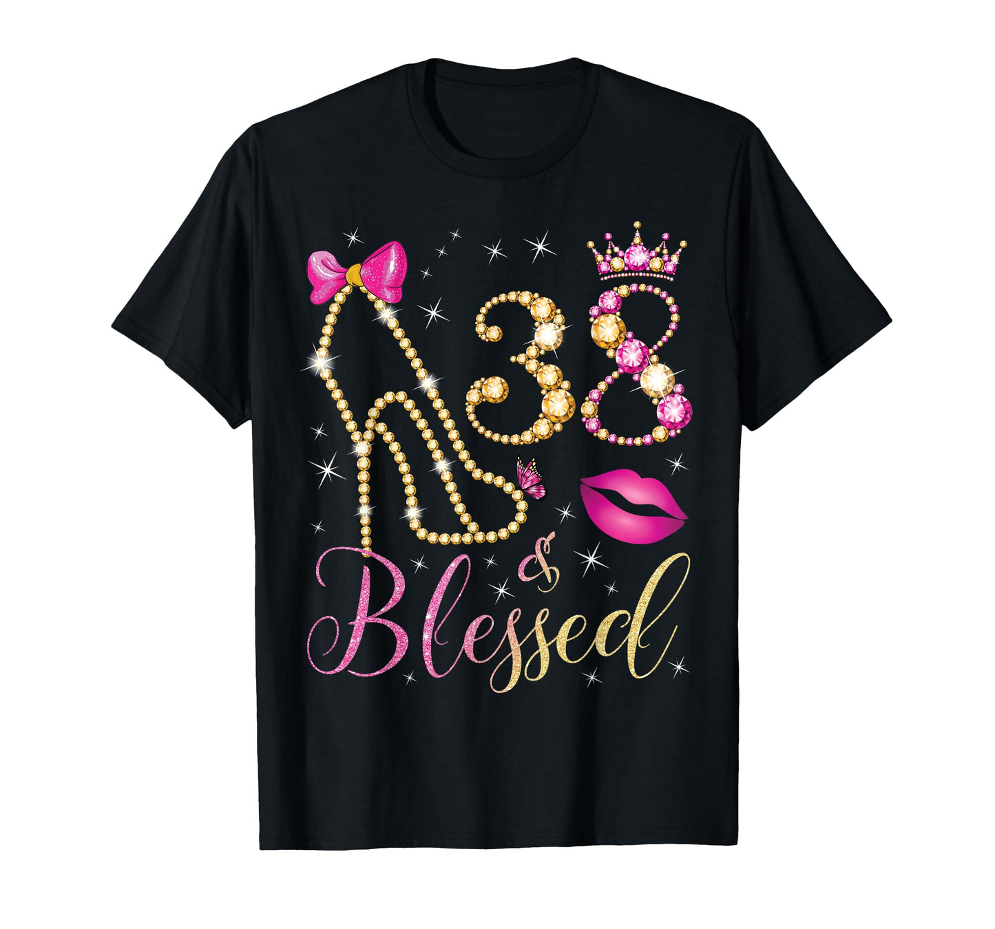 38 & Blessed 38th Birthday Party 38 Years Old Woman Queen T-Shirt