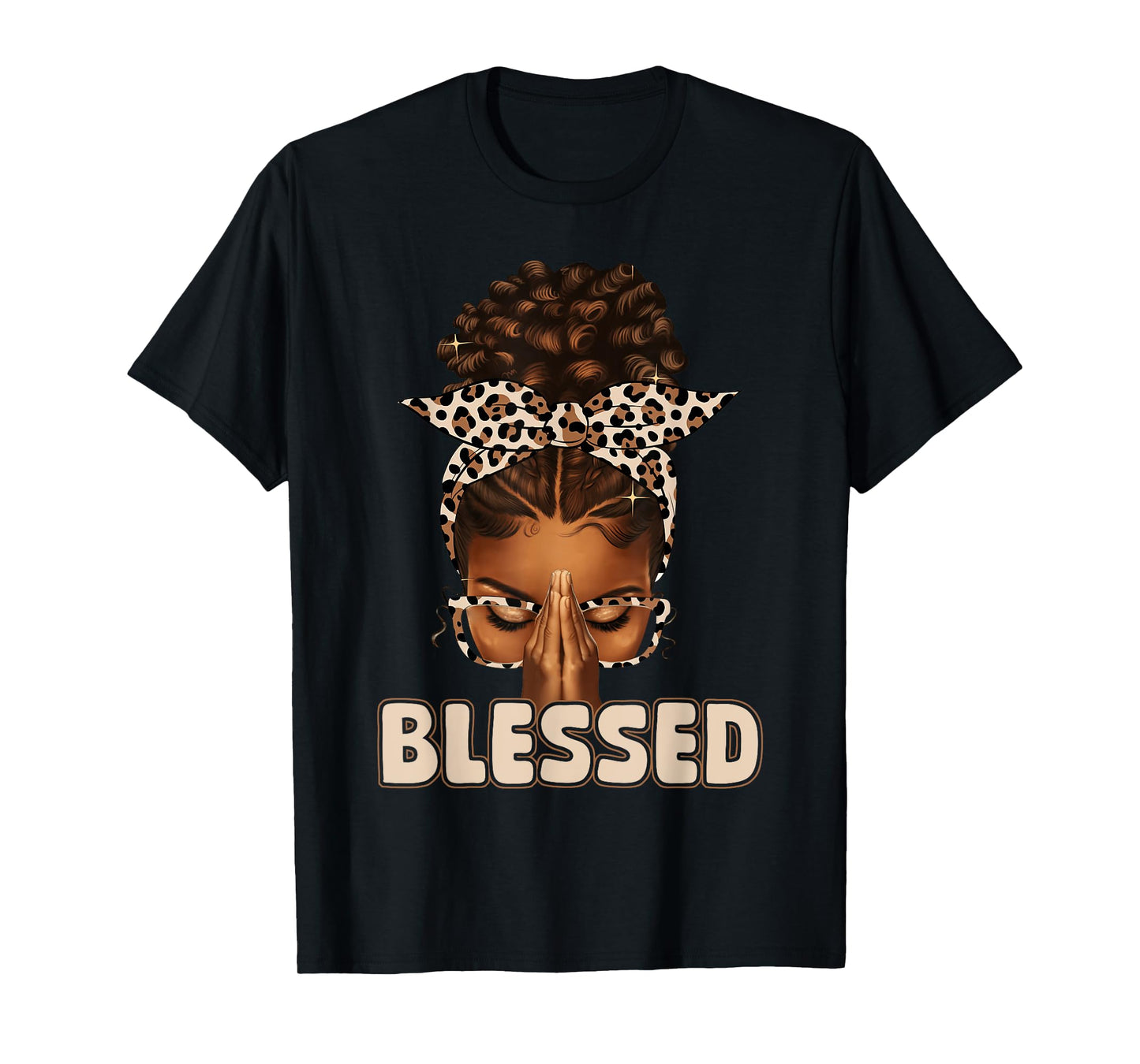 Blessed Black Woman Praying Afro African American Christian T-Shirt