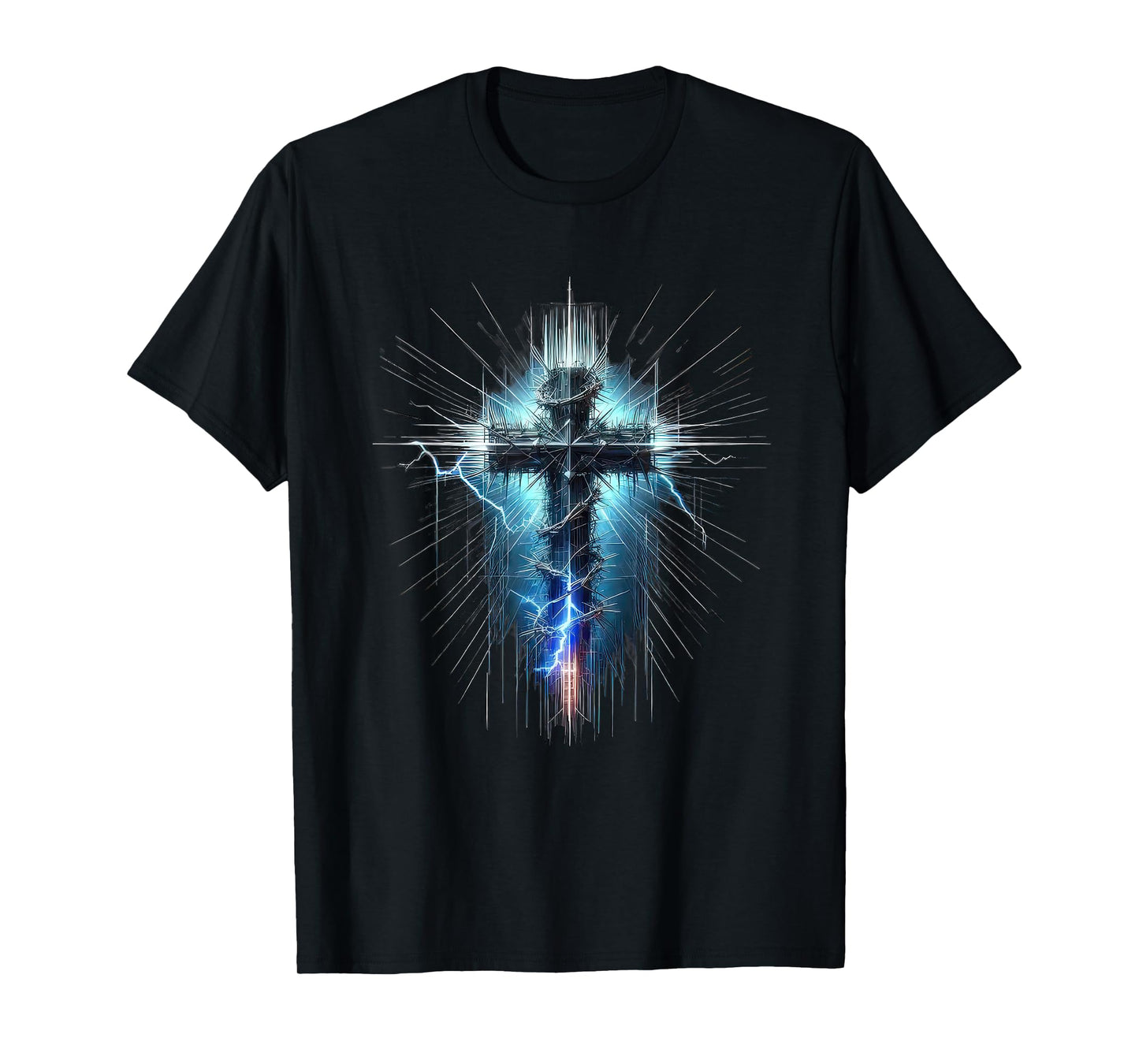 Christian Cross Punk Art Style Distressed Crown of thorns T-Shirt