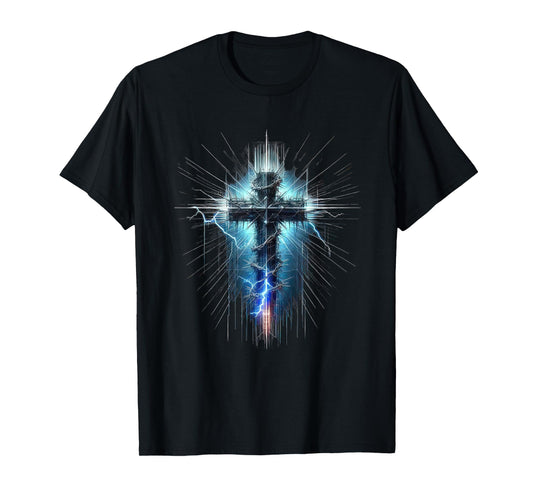 Christian Cross Punk Art Style Distressed Crown of thorns T-Shirt