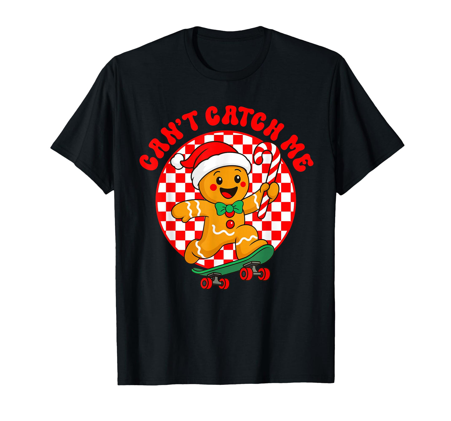 Can't Catch Me Retro Christmas Gingerbread Boy Xmas Kids T-Shirt