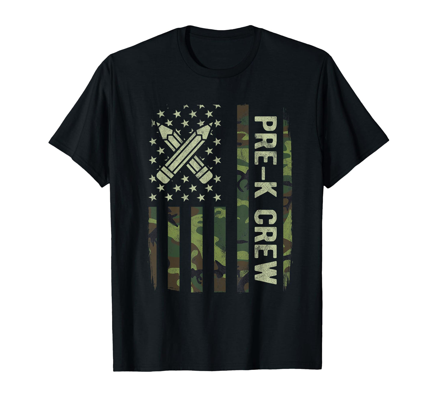 Pre-K Crew Camo American Flag Back to School Boys T-Shirt
